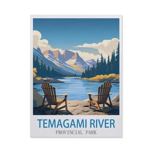 Temagami River Provincial Park – Vintage Reiseplakate，Puzzles 1000 Teile für Erwachsene, Klassische Puzzle Teenager Puzzle Perfektes Pädagogisches Geschenk für Jungen Und Mädchen（50x70cm）-CT54 von YYHMKBYY
