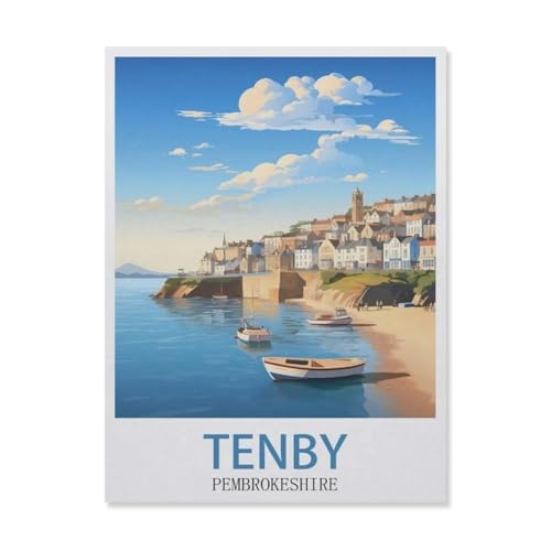 Tenby, Pembrokeshire, Wales, See，Holz Puzzle 1000 Teile Spielzeug Für Erwachsene Dekompressionsspiel（75x50cm）-DT97 von YYHMKBYY