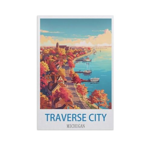 Traverse City, Michigan，1000 Stück Erwachsene Papier Landschaft Puzzles Für Kinder Lernspielzeug Geschenke（38x26cm）-GB45 von YYHMKBYY