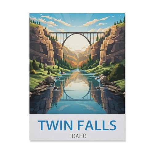 Twin Falls, Idaho，Puzzle 1000 Teile Holz Puzzle Geeignet Für Erwachsene Kinder Familien Stressabbau Puzzlespiele（75x50cm）-EG35 von YYHMKBYY