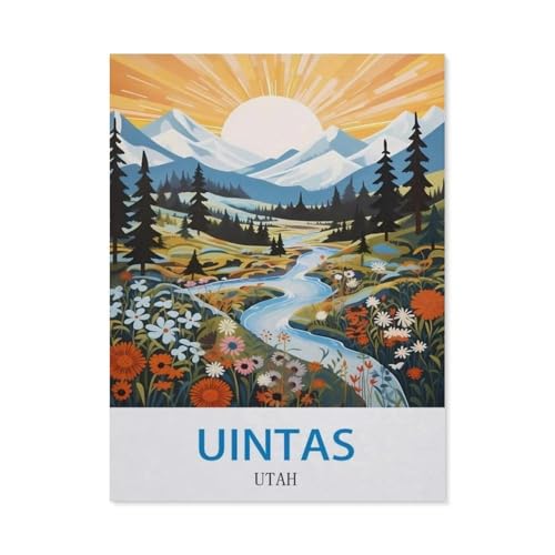 Uintas, Utah – Vintage Reiseplakate，1000 Stück Erwachsene Holz Landschaft Puzzles Für Kinder Lernspielzeug Geschenke（75x50cm）-CW59 von YYHMKBYY