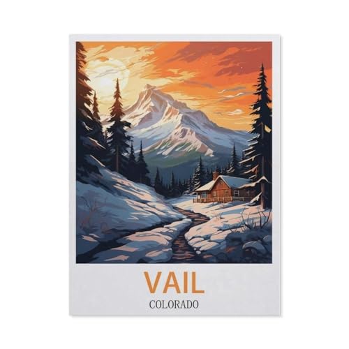 Vail Colorado Vintage Reiseplakat，Puzzles 1000 Teile für Erwachsene, Klassische Puzzle Kinder Puzzle Herausfordernde Und Schwierige Rätsel für Erwachsene Und Jugendliche（50x70cm）-CG33 von YYHMKBYY