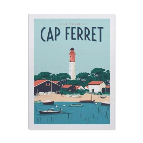 Vintage Frankreich Reiseposter Kappe Frettchen，Klassisches Puzzle 3D Puzzle DIY Kit Papier Spielzeug Einzigartiges Geschenk（38x26cm）-BN4 von YYHMKBYY