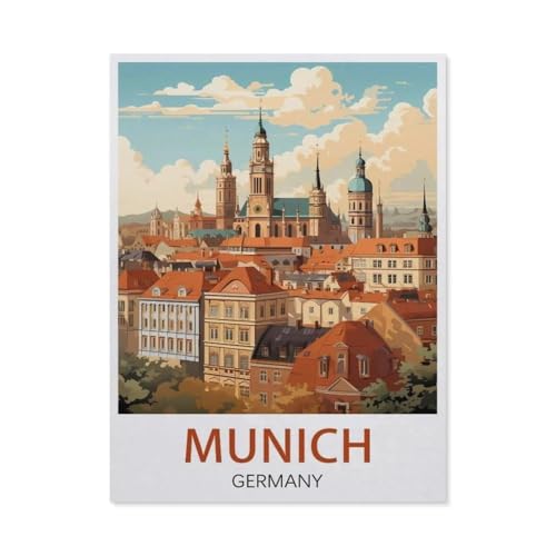 Vintage-Reiseposter, München, Deutschland，Puzzles 1000 Teile für Erwachsene, Klassische Puzzle Jungen Mädchen Puzzle für Kinder Teenager Lernspiel Spielzeug（50x70cm）-AU17 von YYHMKBYY