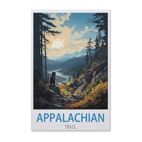 Vintages Appalachen-Reiseplakat，1000 Stück Erwachsene Papier Landschaft Puzzles Für Kinder Lernspielzeug Geschenke（38x26cm）-G55 von YYHMKBYY