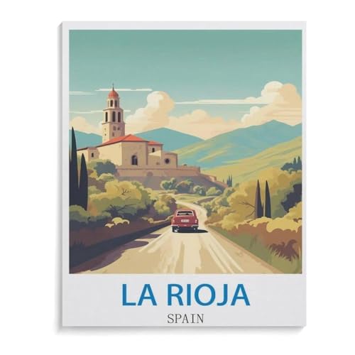 Vintages Reiseplakat La Rioja Spanien，3D Puzzle 1000 Stück, Holz Montiert DIY Puzzle Montage Spielzeug Für Kinder, Holz Puzzle Holz Geschenk（75x50cm）-C12 von YYHMKBYY