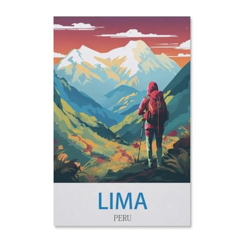 Vintages Reiseplakat Limas Peru，Klassisches Puzzle 3D Puzzle DIY Kit Papier Spielzeug Einzigartiges Geschenk（38x26cm）-G22 von YYHMKBYY