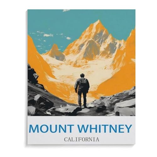 Vintages Reiseplakat Mount Whitney Kalifornien，Puzzles 1000 Teile für Erwachsene, Klassische Puzzle Kinder Puzzle Herausfordernde Und Schwierige Rätsel für Erwachsene Und Jugendliche（50x70cm）-K12 von YYHMKBYY