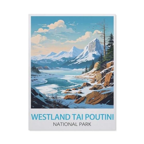 Westland Tai Poutini National Park Vintage-Reiseposter，Klassisches Puzzle 3D Puzzle DIY Kit Papier Spielzeug Einzigartiges Geschenk（38x26cm）-AU73 von YYHMKBYY