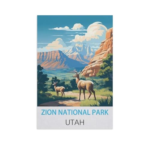 Zion Nationalpark Utah，Puzzle 1000 Teile Holz Puzzle Geeignet Für Erwachsene Kinder Familien Stressabbau Puzzlespiele（75x50cm）-FW25 von YYHMKBYY