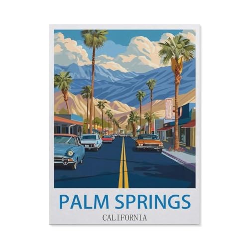 klassisches Puzzle 1000 Stück，Palm Springs, Kalifornien – Vintage Reiseplakate，Einzigartige Heimdekorationen Und Geschenke（75x50cm）-CT89 von YYHMKBYY