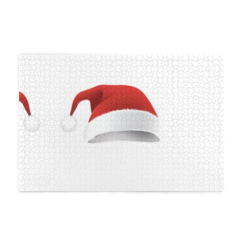 Jigsaw Puzzles1000 Teile Yyhwhjde Weihnachtsmütze Drucke Pädagogische Intellektuelle Holzpuzzles Lustige Puzzles Stressabbau Spiel von YYHWHJDE