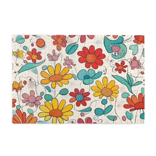 Puzzles, 1000 Teile Yyhwhjde mit buntem Blumenmuster, hochwertiges Holzpuzzle für Erwachsene und Kinder, lustige Puzzles, stressabbauende Puzzles Puzzles, 1000 Teile Yyhwhjde mit buntem Blumenmuster, hochwertiges Holzpuzzle für Erwachsene und Kinder, lustige Puzzles, stressabbauende Puzzles von YYHWHJDE