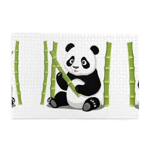 Puzzles1000 Teile YYHWHJDE Baby Panda, essen Bambusdrucke, pädagogische intellektuelle Holzpuzzles, lustige Puzzles, Stressabbau-Spiel von YYHWHJDE