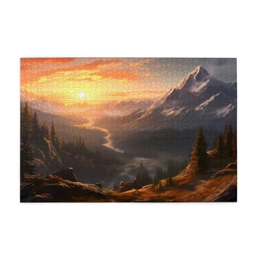 Puzzles1000 Teile YYHWHJDE Berg Sonnenaufgang Drucke Pädagogische Intellektuelle Holzpuzzles, lustige Puzzles, Stressabbau-Spiel von YYHWHJDE