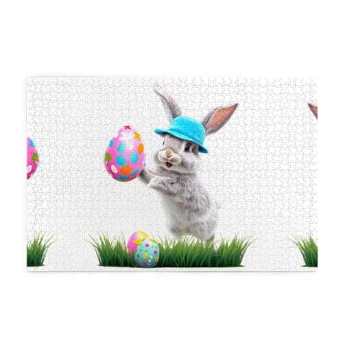Puzzles1000 Teile YYHWHJDE Der Hase hält ein Osterei Drucke pädagogische intellektuelle Holzpuzzles, lustige Puzzles, Stressabbau-Spiel von YYHWHJDE