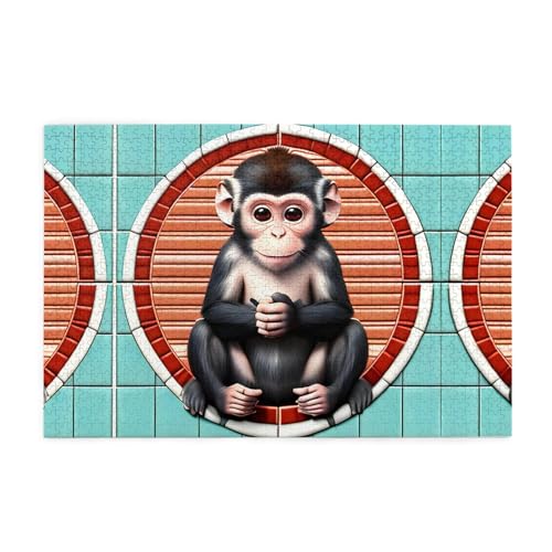 Puzzles1000 Teile YYHWHJDE Der stille Affe Bild Pädagogische Intellektuelle Holzpuzzles Lustige Puzzles Stressabbau Puzzles von YYHWHJDE