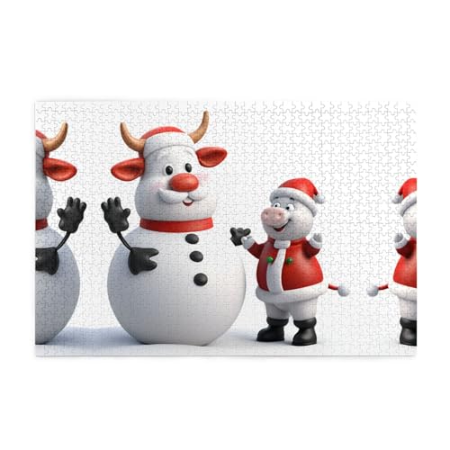 Puzzles1000 Teile YYHWHJDE Embrace Christmas Schneemann Drucke Pädagogische Intellektuelle Holzpuzzles Lustige Puzzles Stressabbau-Spiel von YYHWHJDE