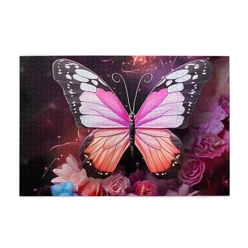 Puzzles1000 Teile YYHWHJDE Schmetterlinge und Blumen Drucke Pädagogische Intellektuelle Holzpuzzles, lustige Puzzles, Stressabbau-Spiel von YYHWHJDE