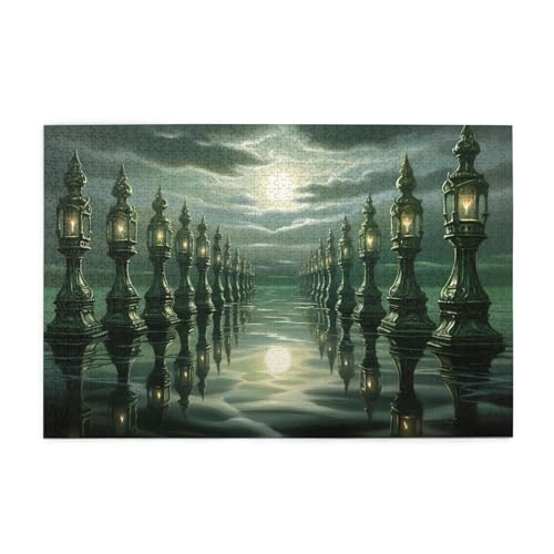 Puzzles1000 Teile YYHWHJDE Seelaternen Drucke Pädagogische Intellektuelle Holzpuzzles Lustige Puzzles Stressabbau-Spiel von YYHWHJDE