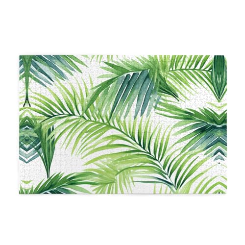 Puzzles1000 Teile YYHWHJDE Tropische Palmenblätter Aquarellbild pädagogische intellektuelle Holzpuzzles, lustige Puzzles, Stressabbau-Puzzles Puzzles1000 Teile YYHWHJDE Tropische Palmenblätter Aquarellbild pädagogische intellektuelle Holzpuzzles, lustige Puzzles, Stressabbau-Puzzles von YYHWHJDE