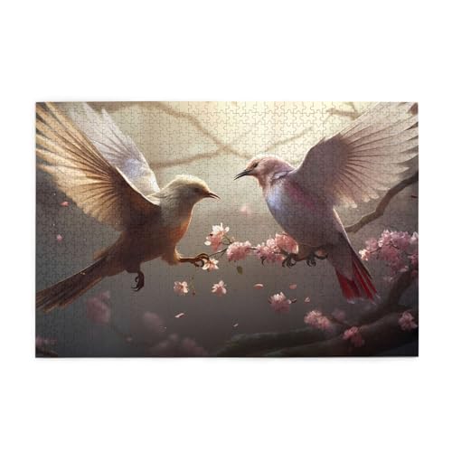 Puzzles1000 Teile YYHWHJDE Vogel auf Blumenzweig Muster Qualität Holzpuzzle für Erwachsene und Kinder, lustige Puzzles, Stressabbau Puzzles von YYHWHJDE