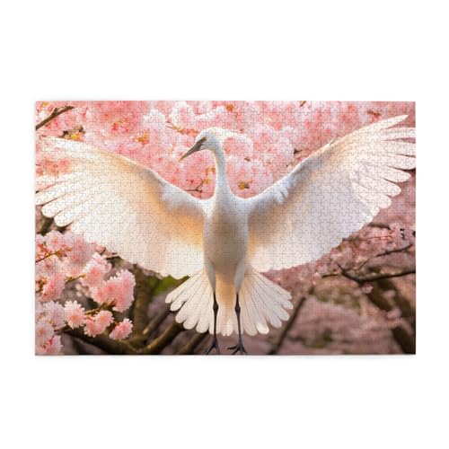 Puzzles1000 Teile YYHWHJDE Weißer Kranich tanzt Drucke Pädagogische Intellektuelle Holzpuzzles Lustige Puzzles Stressabbau-Spiel von YYHWHJDE