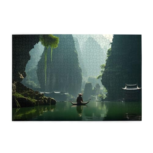 Puzzles1000 Teile Yyhwhjde Bergfischer Drucke Pädagogische Intellektuelle Holzpuzzles, lustige Puzzles, Stressabbau-Spiel von YYHWHJDE