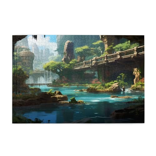 Puzzles1000 Teile Yyhwhjde Bergsteinbrücke Drucke Pädagogische Intellektuelle Holzpuzzles Lustige Puzzles Stressabbau-Spiel von YYHWHJDE