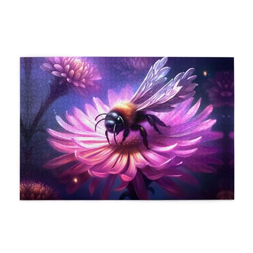 Puzzles1000 Teile Yyhwhjde Bienenpflücken Blumen Muster Qualität Holzpuzzle für Erwachsene und Kinder, lustige Puzzles, Stressabbau Puzzles von YYHWHJDE