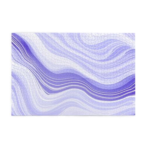 Puzzles1000 Teile Yyhwhjde Blau und Lila Wellen Muster Qualität Holzpuzzle für Erwachsene und Kinder, lustige Puzzles, Stressabbau Puzzles von YYHWHJDE