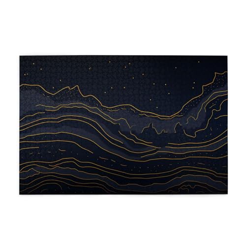 Puzzles1000 Teile Yyhwhjde Blaue Linie Äderung Muster Qualität Holzpuzzle für Erwachsene und Kinder, lustige Puzzles, Stressabbau Puzzles von YYHWHJDE