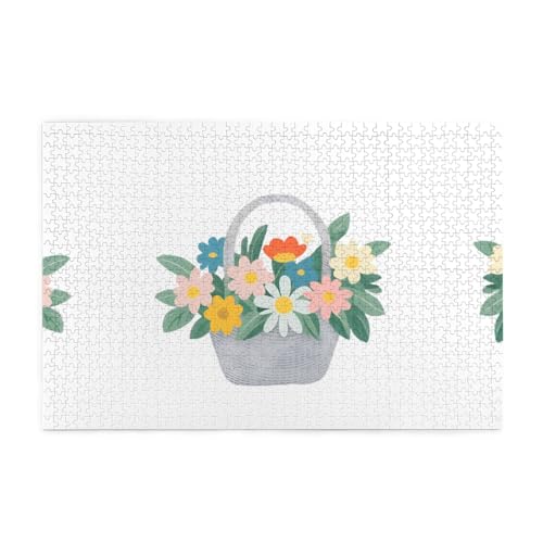 Puzzles1000 Teile Yyhwhjde Blumenkorb Drucke Pädagogische Intellektuelle Holzpuzzles Lustige Puzzles Stressabbau-Spiel von YYHWHJDE