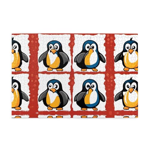 Puzzles1000 Teile Yyhwhjde Cartoon Pinguin Drucke Pädagogische Intellektuelle Holzpuzzles Lustige Puzzles Stressabbau Spiel von YYHWHJDE