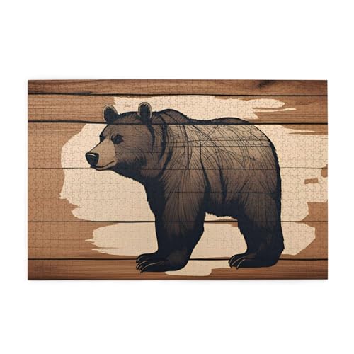 Puzzles1000 Teile Yyhwhjde Cartoon Schwarzbär Drucke Pädagogische Intellektuelle Holzpuzzles Lustige Puzzles Stressabbau-Spiel von YYHWHJDE