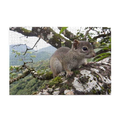 Puzzles1000 Teile Yyhwhjde Eichhörnchen in alten Baumdrucken pädagogische intellektuelle Holzpuzzles, lustige Puzzles, Stressabbau-Spiel von YYHWHJDE