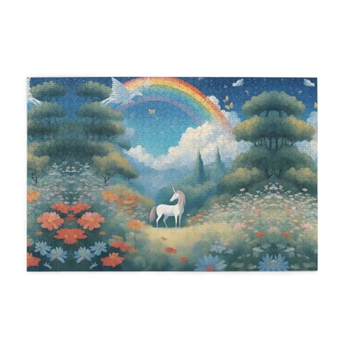 Puzzles1000 Teile Yyhwhjde Einhörner in der Ferne Muster Qualität Holzpuzzle für Erwachsene und Kinder, lustige Puzzles, Stressabbau Puzzles von YYHWHJDE