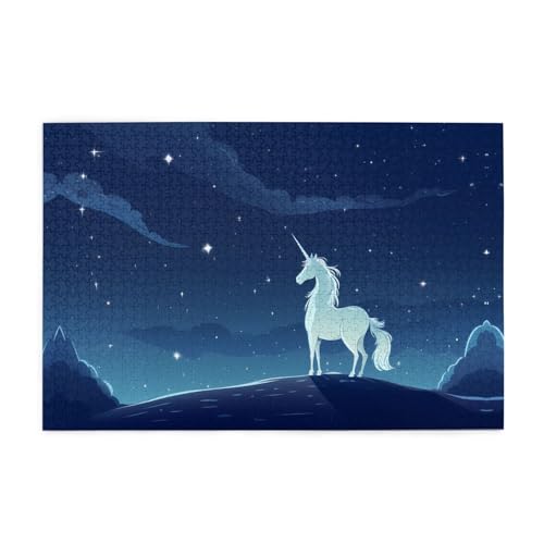 Puzzles1000 Teile Yyhwhjde Einhorn unter den Sternen druckt pädagogische intellektuelle Holzpuzzles, lustige Puzzles, Stressabbau-Spiel von YYHWHJDE
