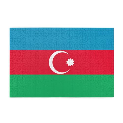 Puzzles1000 Teile Yyhwhjde Flagge von Aserbaidschan Drucke Pädagogische Intellektuelle Holzpuzzles Lustige Puzzles Stressabbau-Spiel von YYHWHJDE