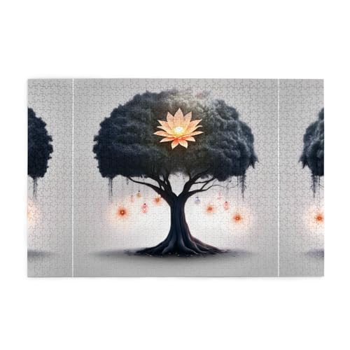 Puzzles1000 Teile Yyhwhjde Fluoreszierende Baumdrucke Pädagogische Intellektuelle Holzpuzzles, lustige Puzzles, Stressabbau-Spiel von YYHWHJDE