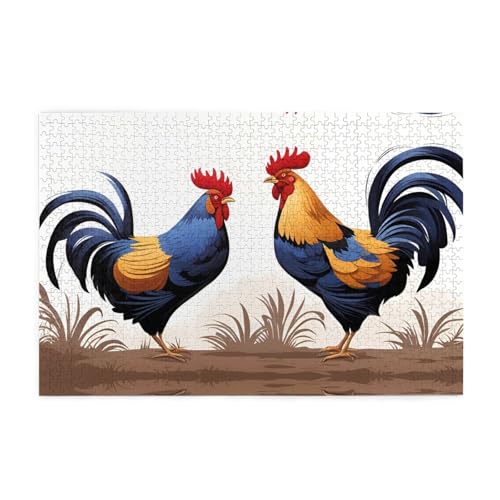 Puzzles1000 Teile Yyhwhjde Französische Hähne Bild Pädagogische Intellektuelle Holzpuzzles Lustige Puzzles Stressabbau Puzzles von YYHWHJDE