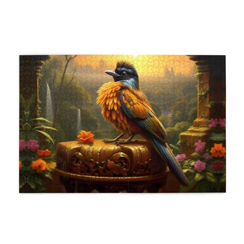 Puzzles1000 Teile Yyhwhjde Gelb Flauschige Vogeldrucke Pädagogische Intellektuelle Holzpuzzles Lustige Puzzles Stressabbau Spiel von YYHWHJDE