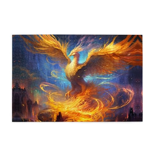 Puzzles1000 Teile Yyhwhjde Gelb Phönix Drucke Pädagogische Intellektuelle Holzpuzzles Lustige Puzzles Stressabbau-Spiel von YYHWHJDE