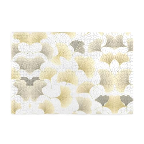Puzzles1000 Teile Yyhwhjde Goldginkgoblätter Drucke Pädagogische Intellektuelle Holzpuzzles Lustige Puzzles Stressabbau-Spiel von YYHWHJDE