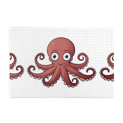 Puzzles1000 Teile Yyhwhjde Großäugige Oktopus-Drucke Pädagogische Intellektuelle Holzpuzzles, lustige Puzzles, Stressabbau-Spiel von YYHWHJDE