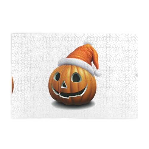 Puzzles1000 Teile Yyhwhjde Kürbis in Weihnachtsmütze druckt pädagogische intellektuelle Holzpuzzles, lustige Puzzles, Stressabbau-Spiel von YYHWHJDE