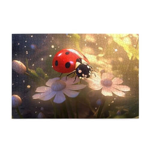 Puzzles1000 Teile Yyhwhjde Lovely Ladybug Prints Pädagogische Intellektuelle Holzpuzzles Lustige Puzzles Stressabbau-Spiel von YYHWHJDE