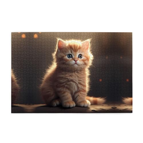 Puzzles1000 Teile Yyhwhjde Niedliche kleine Katze Drucke Qualität Holzpuzzle für Erwachsene und Kinder, lustige Puzzles, Stressabbau Puzzles von YYHWHJDE