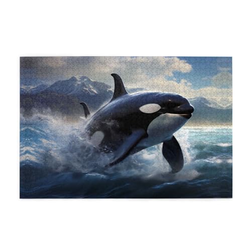 Puzzles1000 Teile Yyhwhjde Orca Killerwal Drucke Qualität Holzpuzzle für Erwachsene und Kinder, lustige Puzzles, Stressabbau Puzzles von YYHWHJDE