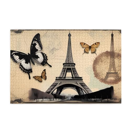 Puzzles1000 Teile Yyhwhjde Paris Eiffelturm Schmetterling Drucke Pädagogische Intellektuelle Holzpuzzles Lustige Puzzles Stressabbau Spiel von YYHWHJDE